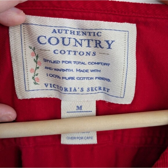 Vintage Victorias Secret Authentic Country Cottons Flannel Red Button-Up Nightie - Picture 4 of 10